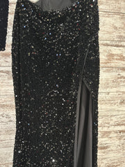 BLACK SEQUIN CUT OUT LONG DRES