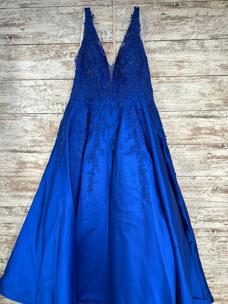 ROYAL BLUE A LINE GOWN