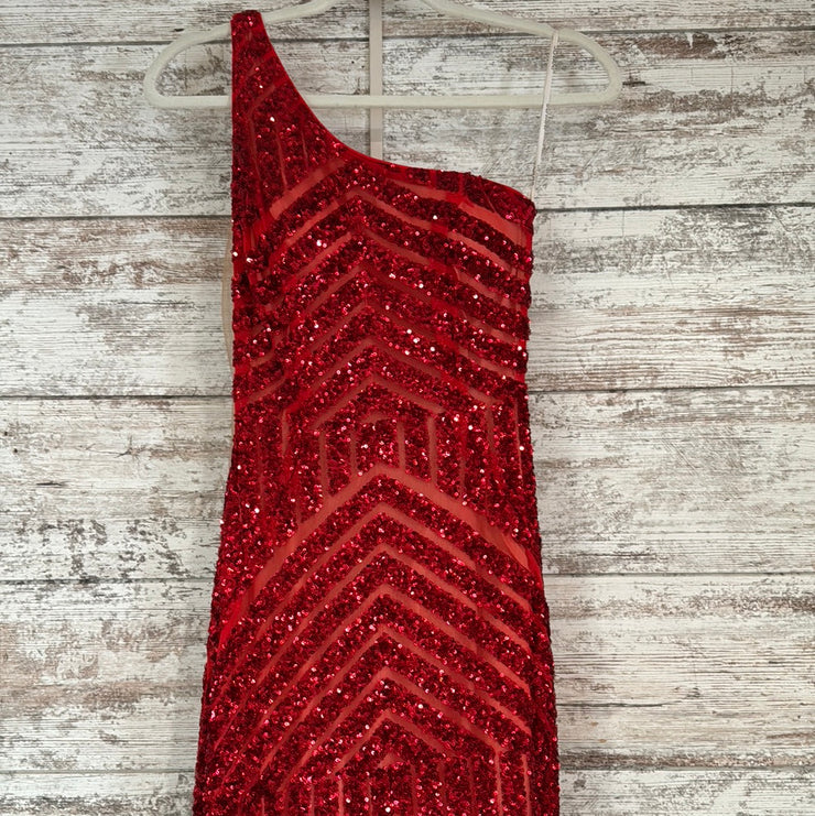 RED SEQUIN LONG EVENING GOWN