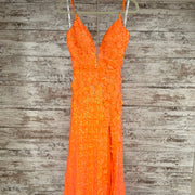 ORANGE/FLORAL LONG EVENING GOW