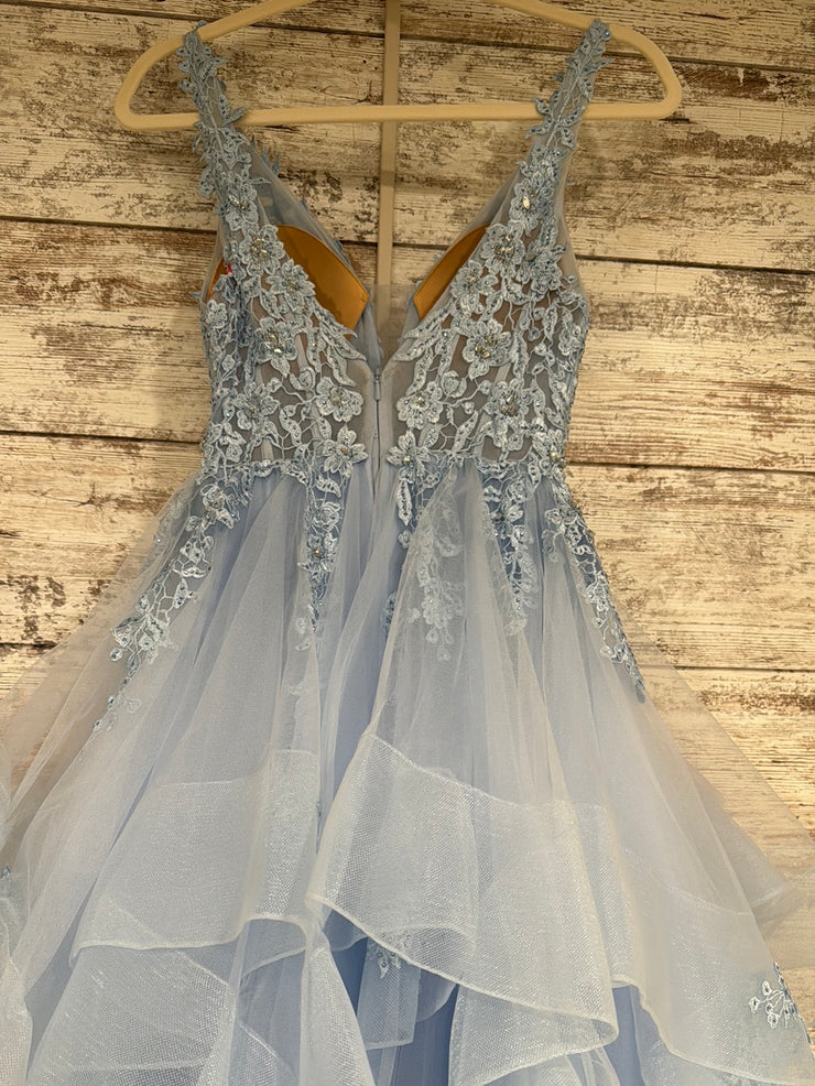 BLUE LAYERED A LINE GOWN