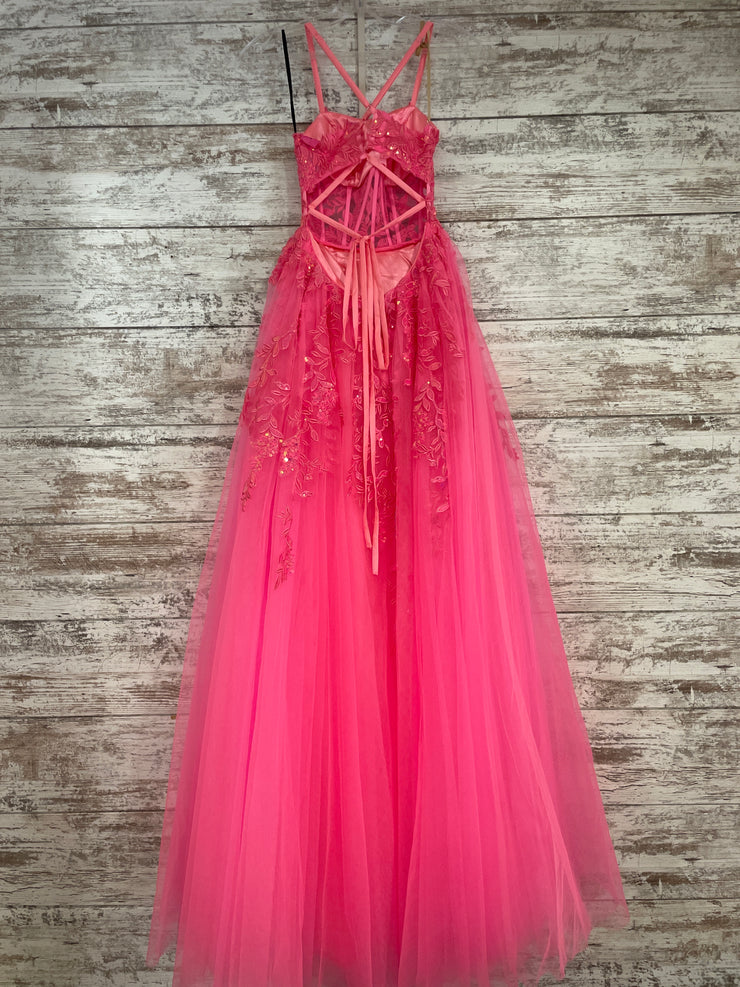 PINK/FLORAL A LINE GOWN (NEW)