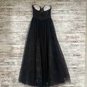 BLACK SPARKLY A LINE GOWN