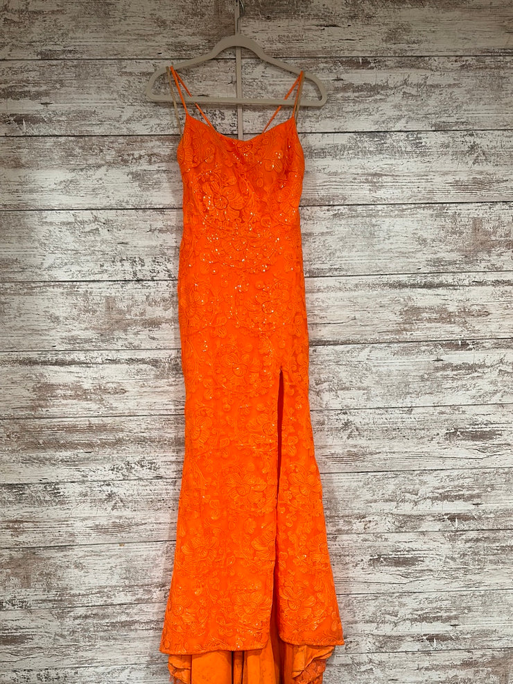 ORANGE/FLORAL MERMAID GOWN