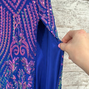 ROYAL BLUE/PINK LONG SEQUIN DR