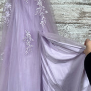 LAVENDER/FLORAL A LINE GOWN