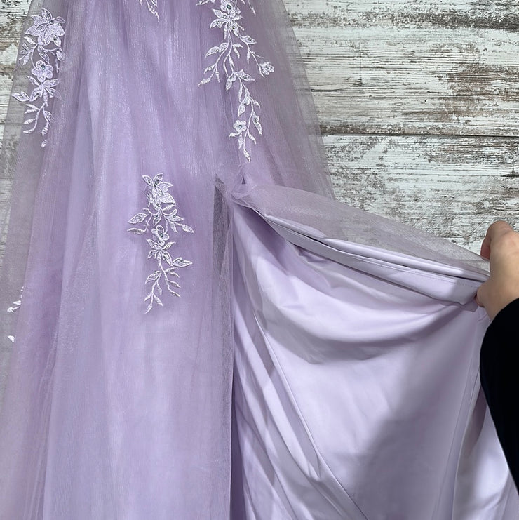 LAVENDER/FLORAL A LINE GOWN