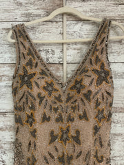 TAN/BROWN BEADED LONG DRESS
