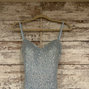 BLUE SEQUIN LONG EVENING GOWN