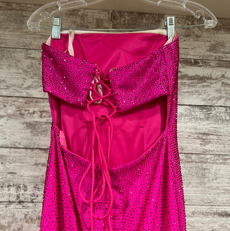 PINK SPARKLY LONG EVENING GOWN