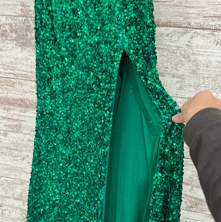 GREEN FULL SEQUIN LONG DRESS