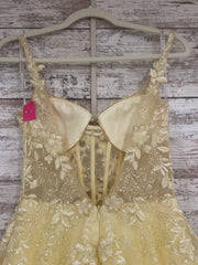 YELLOW/FLORAL A LINE GOWN- NEW