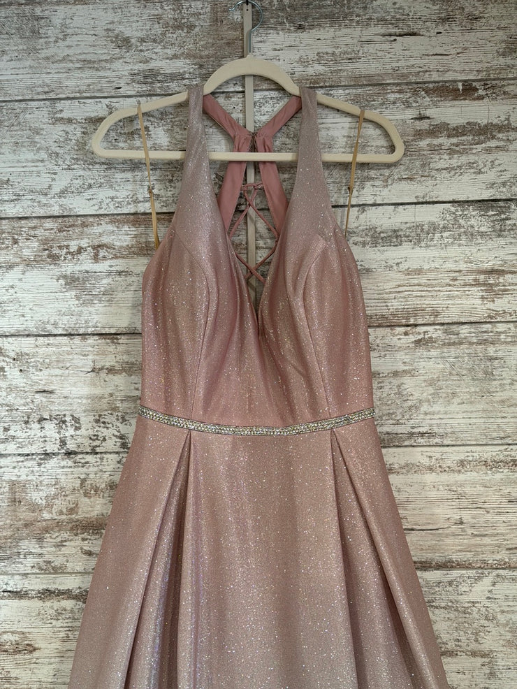 PINK SPARKLY A LINE GOWN