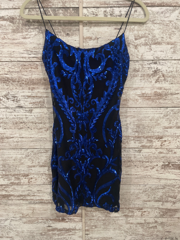 ROYAL BLUE/BLACK SHORT DRESS