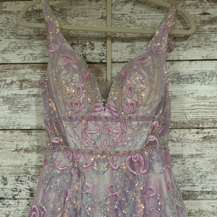 PINK/FLORAL SPARKLY A LINE GOW