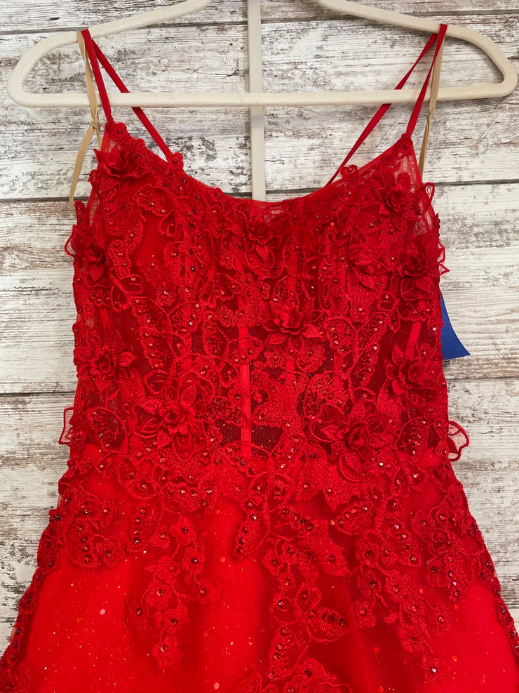 RED/FLORAL A LINE GOWN