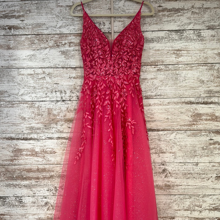 PINK/FLORAL A LINE GOWN