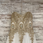 WHITE/GOLD A LINE GOWN