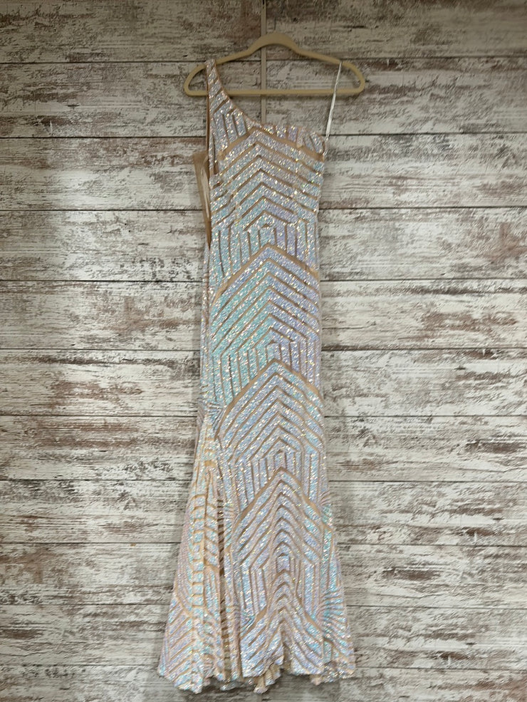 WHITE/PINK SEQUIN MERMAID GOWN