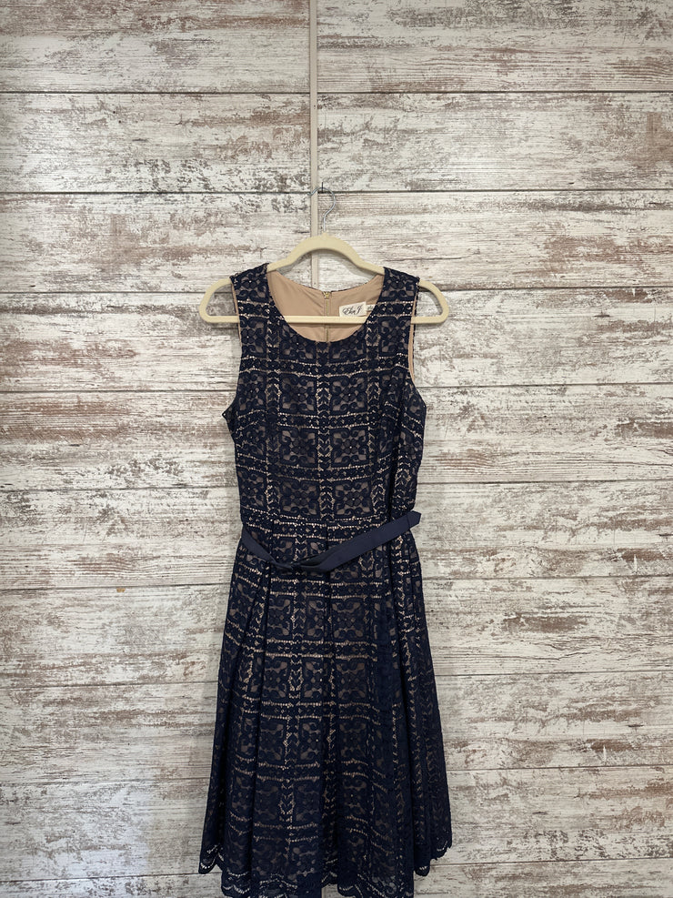 NAVY LACE MIDI DRESS $198