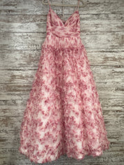 PINK/WHITE RUFFLED A LINE GOWN