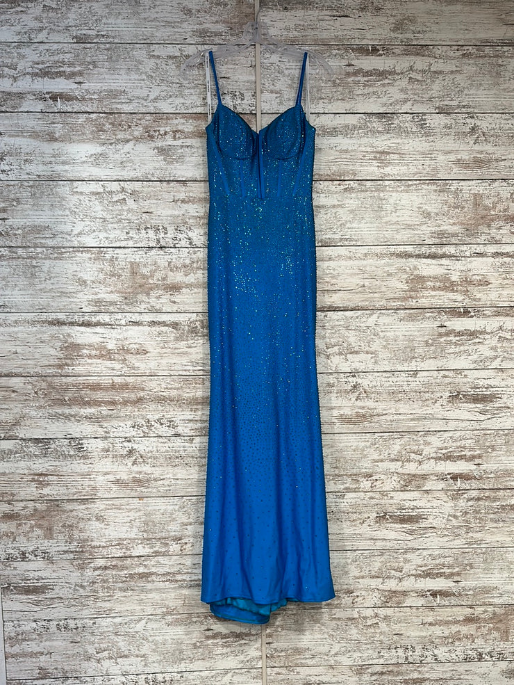 TURQUOISE BEADED LONG DRESS