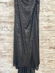 BLACK SEQUIN DRESS W/FEATHER