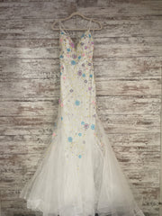 WHITE/COLORFUL MERMAID GOWN