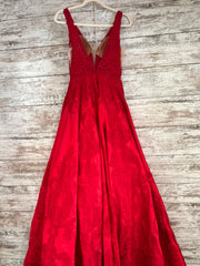 RED FLORAL A LINE GOWN