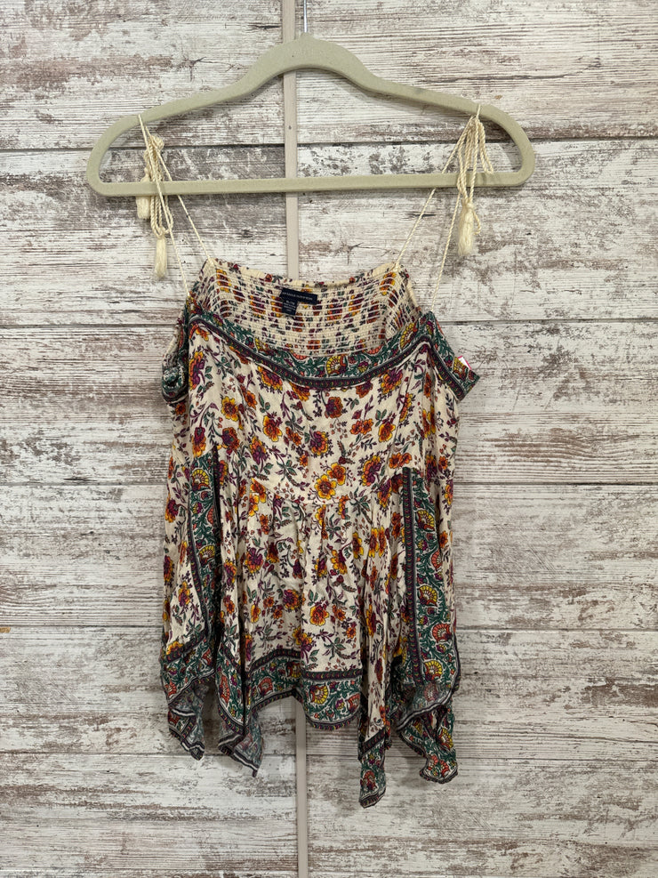 IVORY/FLORAL SLEEVELESS TOP
