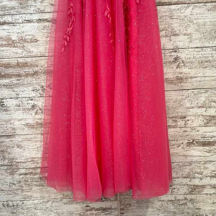 PINK/FLORAL A LINE GOWN