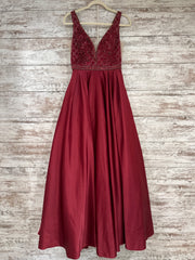 BURGUNDY A LINE GOWN