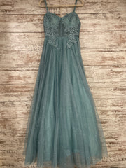 BLUE SPARKLY A LINE GOWN (NEW)