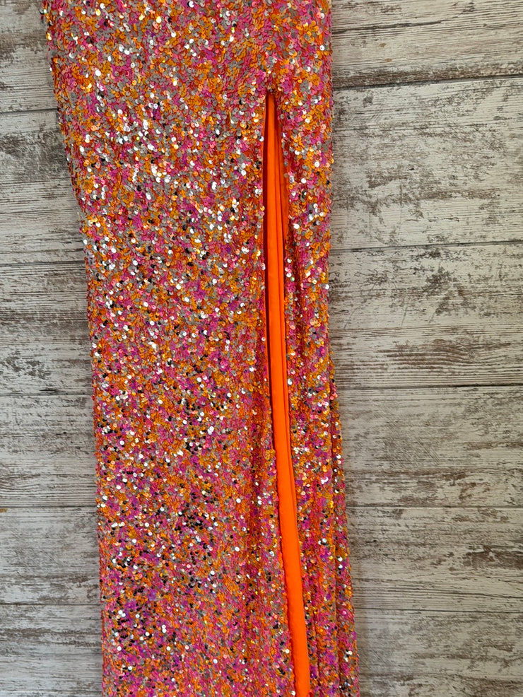PINK/ORANGE SEQUIN LONG DRESS