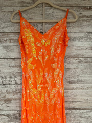 ORANGE FITTED LONG DRESS