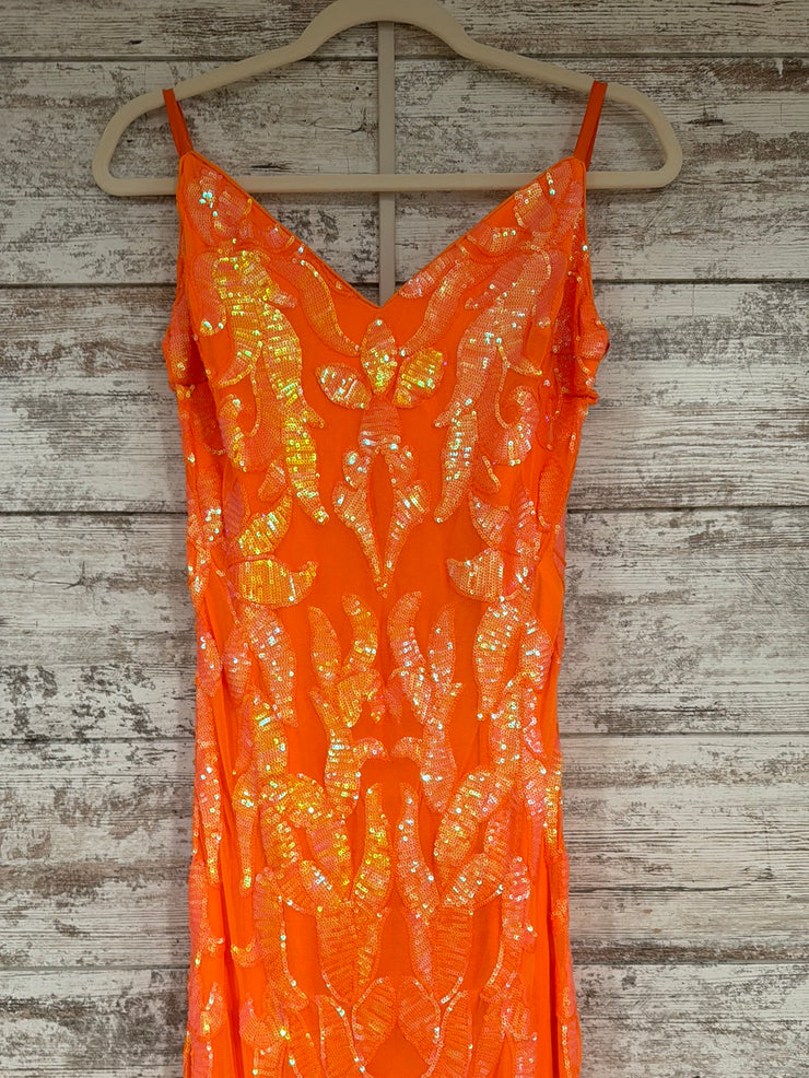 ORANGE FITTED LONG DRESS