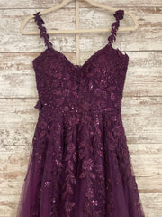 PURPLE/FLORAL A LINE GOWN
