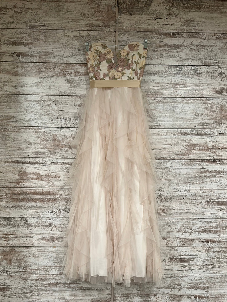 IVORY/FLORAL TOP A LINE GOWN