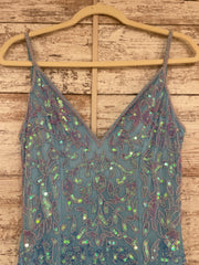BLUE BEADED LONG DRESS (NEW)