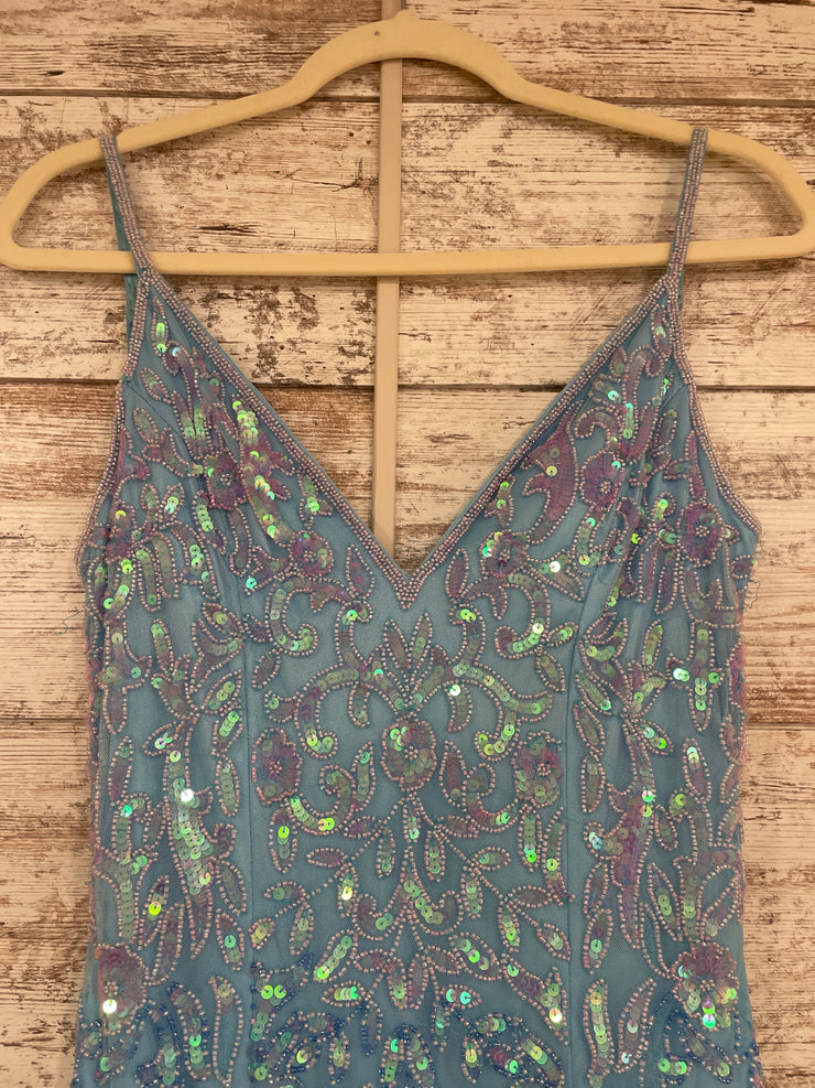 BLUE BEADED LONG DRESS (NEW)