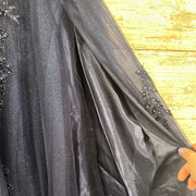 NAVY FLORAL A LINE GOWN (NEW)