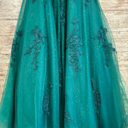 GREEN/FLORAL A LINE GOWN