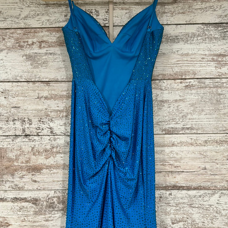 TEAL SPARKLY LONG EVENING GOWN