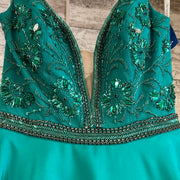 GREEN A LINE GOWN