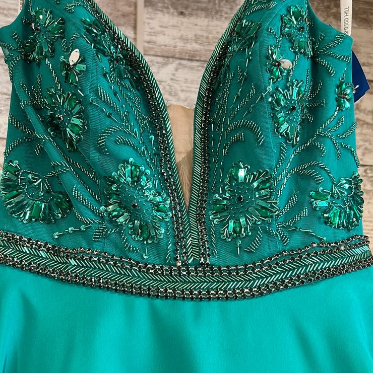 GREEN A LINE GOWN