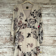 TAN/FLORAL MIDI DRESS (NEW)