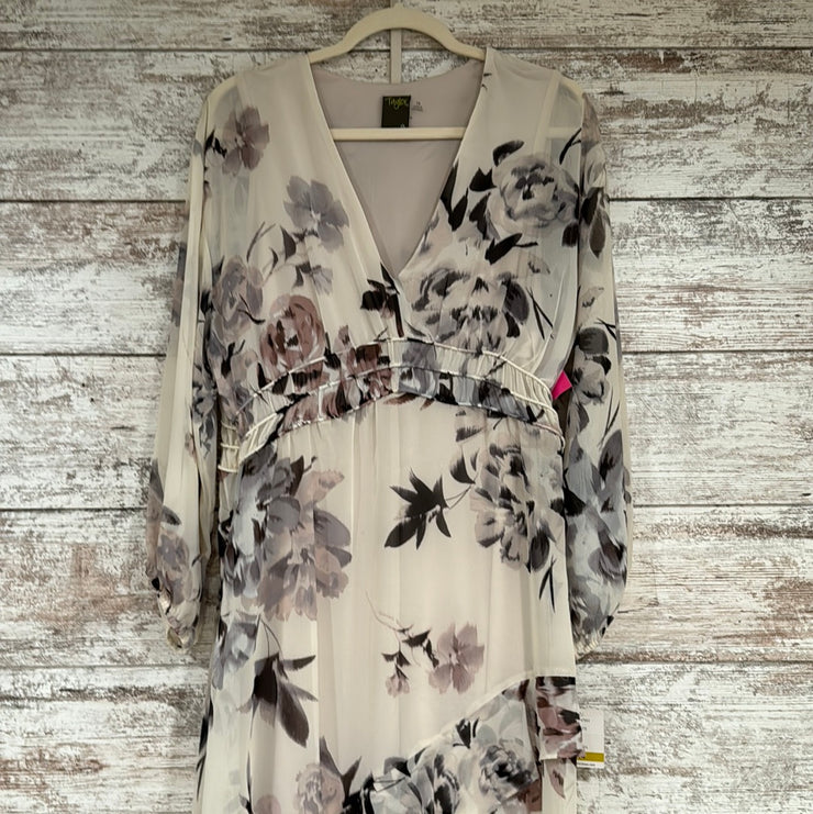 TAN/FLORAL MIDI DRESS (NEW)