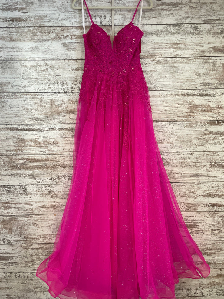 PINK/FLORAL A LINE GOWN