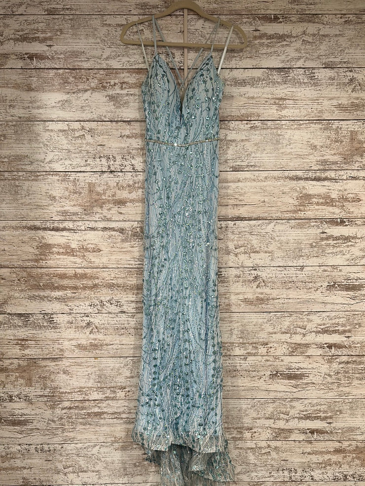 BLUE SPARKLY LONG EVENING GOWN