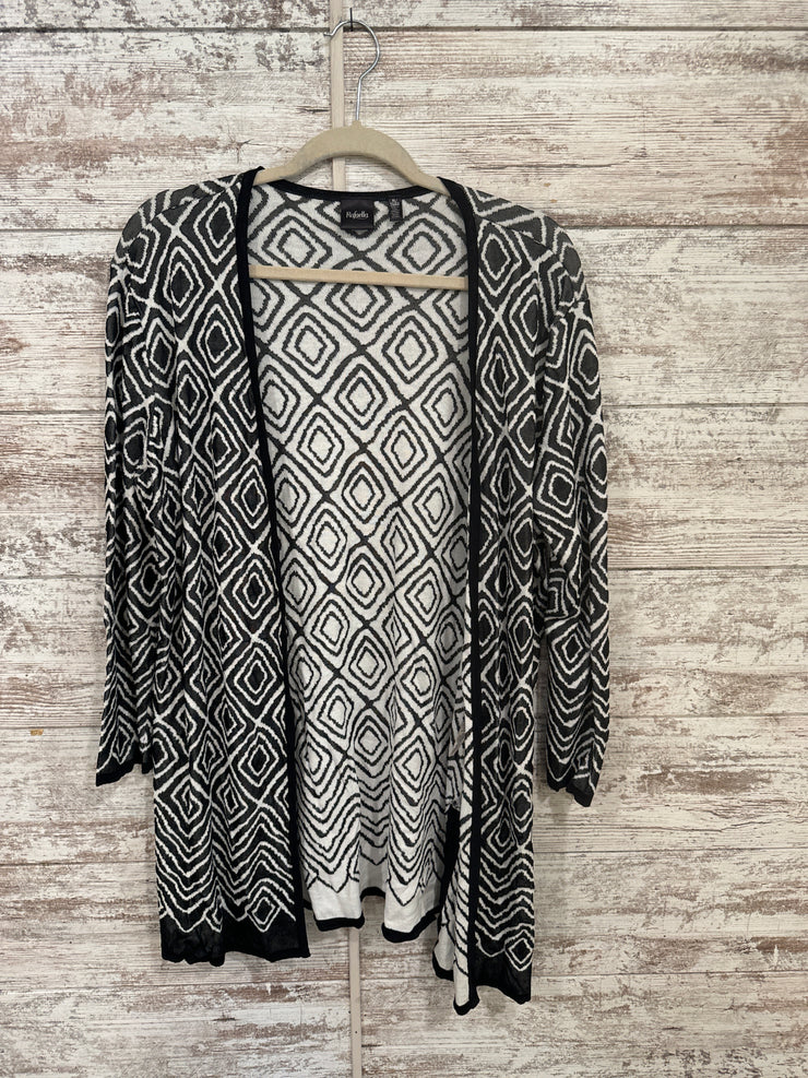 BLACK/WHITE OPEN CARDIGAN